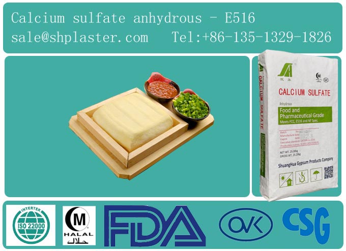 food grade calcium sulfate anhydrous for Tofu coagulant,halal,cosher,brc certificates