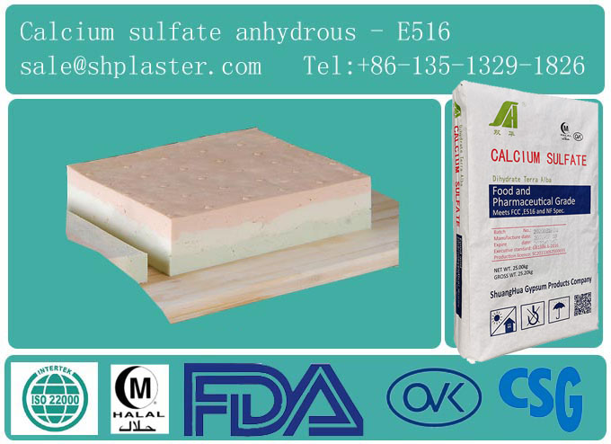 food grade calcium sulfate dihydrate for Tofu coagulant,halal,cosher,brc,fssc certificates